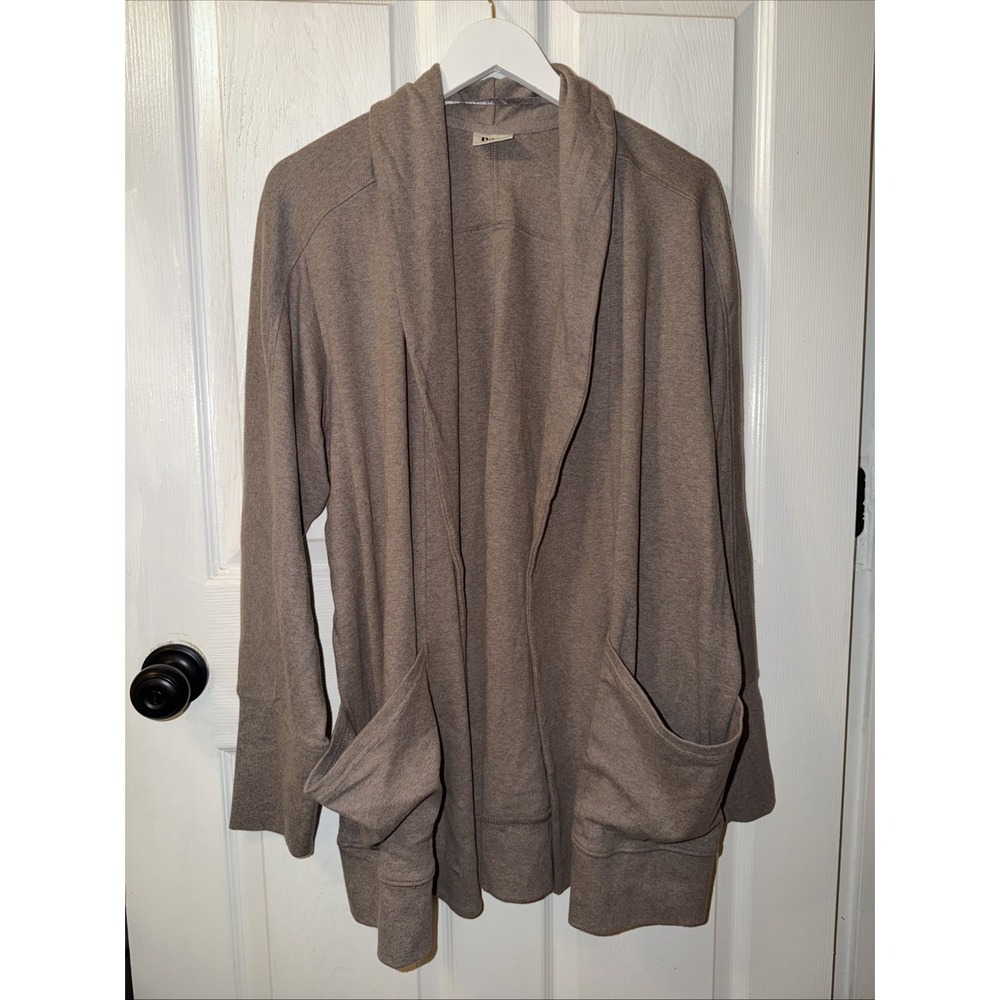 PACT Women's Deep Taupe Heather Airplane Wrap Cardigan XL Organic Cotton